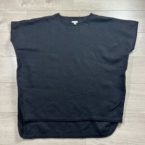 Cuyana 100% Baby Alpaca Black Oversized Short Sleeve Sweater